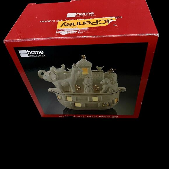 Noah’s Ark White Porcelain Bisque Accent Night Light JCPenney Home Collection - Picture 13 of 16